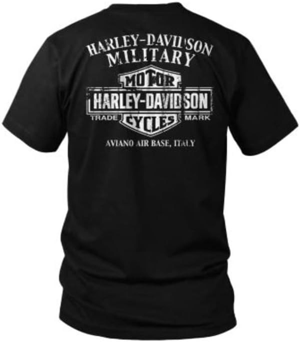 הצבא הארלי -דייווידסון - חולצת טריקו גרפית שחורה של גברים - בסיס אוויר של עווינו | מַתַכתִי